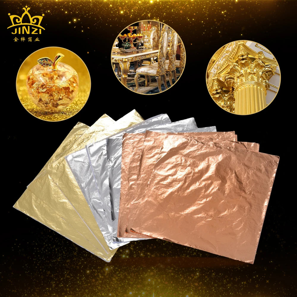Private Label Low Price Customized Imitation Gold Leaf 14/16Cm Gold Leaf Foil Sheets for Decorating MegaBDM