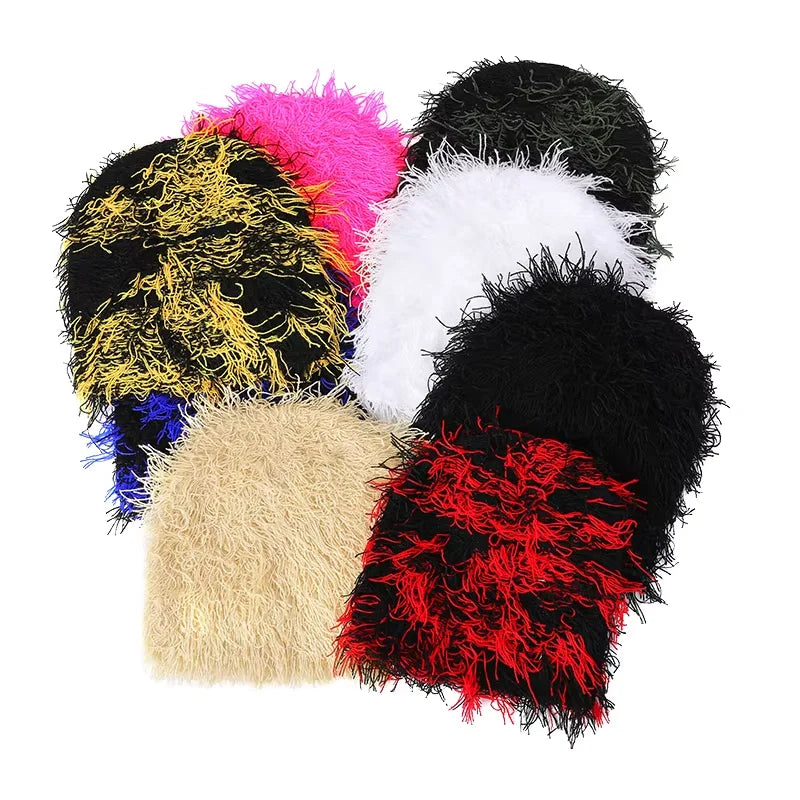Winter Warm Outdoor Knit Cap Thick Beanie Caps Distressed Balaclava Knitted Beanie Hat for Men Women
