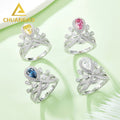 925 Silver Moissanite Ring for Women Fashion Jewelry with Blue Yellow Pink White Pear Classic Style