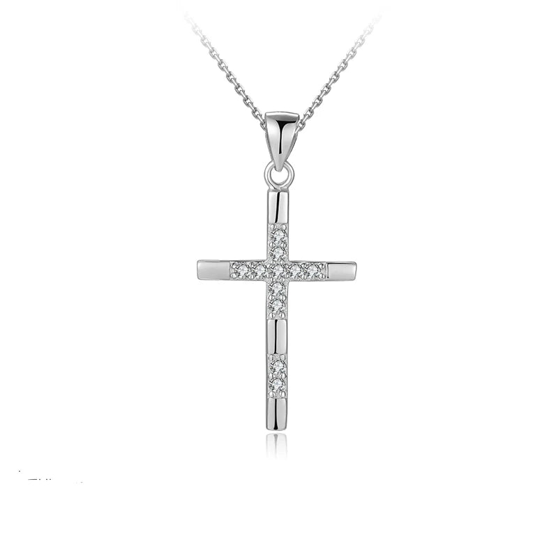 Minimalist Silver Jewellery Zircon Religious Cross Jewelry Charm 925 Sterling Silver Cross Pendant for Necklace