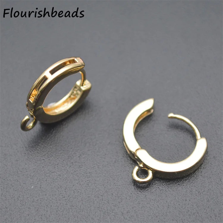 Popular Anti Fading 18K Gold Plated Color Round Hoop Earring Clasps Hooks for Woman Jewelry Making