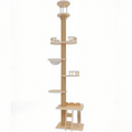 Luxury Height-Adjustable Floor-to-Ceiling Sisal Wool Cat Climbing Frame 4+ Levels Space-Saving Design for Multi-Cat Households