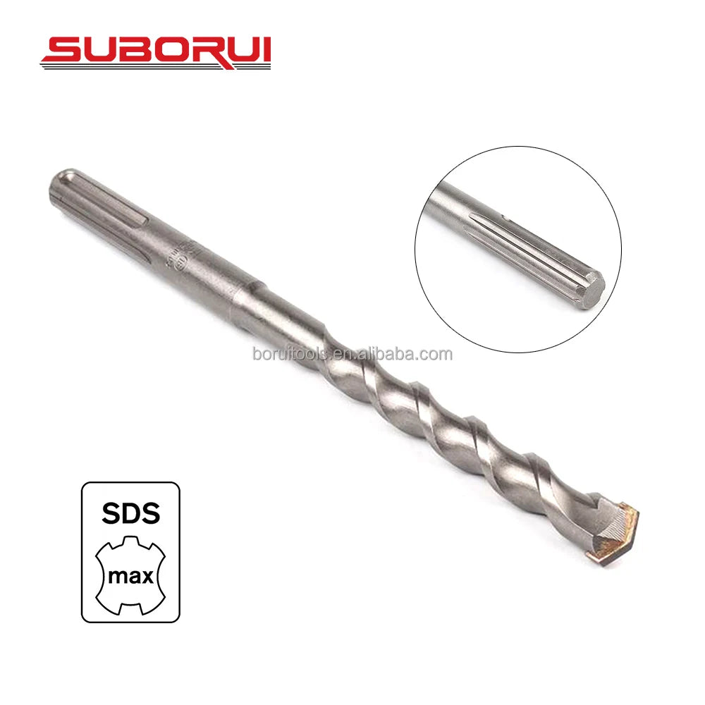 SUBORUI SDS Max Single Carbide Tipped Milled Flutes Hammer Concrete Drill Bit for Rotary Hammer Drill Metric Inch Sizes ISO9001