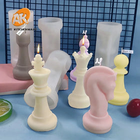 AK 3D Chess Shaped Silicone Candles Wax Molds Large Candle Making Soap Moulds DIY 3D Silicone Epoxy Resin Molds for Home Decor