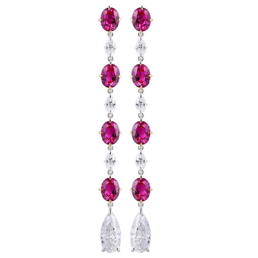 High-end Luxury 18K Gold Oval Cut Lab Grown Ruby Stud Earrings Engagement Wedding Elegant Style Fine Jewelry for Your Partner