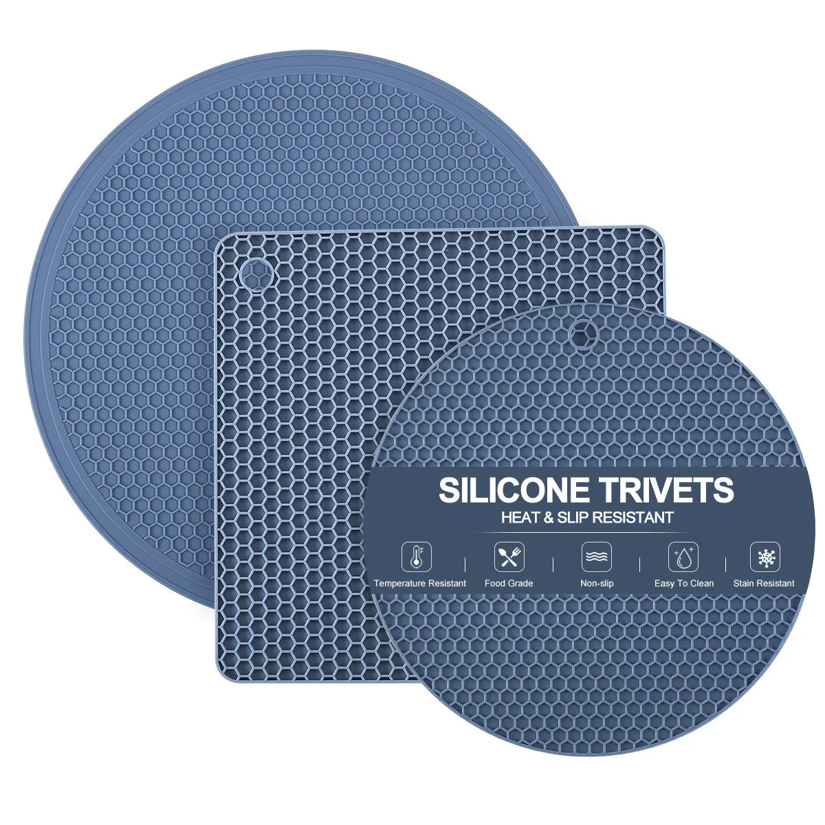 Multipurpose Durable Heat Resistant Trivet for Hot Dishers Heat Resistant Food Grade Silicone Set