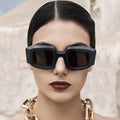 Black Polygonal Shades Custom Logo Uv400 Safety Glasses Oversized Big Frame Square Sunglasses for Women Futuristic Sunglasses