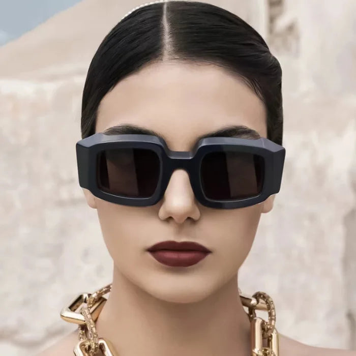 Black Polygonal Shades Custom Logo Uv400 Safety Glasses Oversized Big Frame Square Sunglasses for Women Futuristic Sunglasses