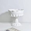 French Retro Relief High-legged Ceramic Plate Pure White Fruit Tray Household Decoration