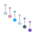 ASTM F136 G23 Titanium Colorful Round CZ Inlay Internally Threaded Navel Curves Belly Button Rings Women Body Piercing Jewelry