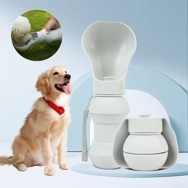 Portable Collapsible Silicone Pet Water Bottle Leakproof Outdoor Dog Travel Cup Built-in Drinking Bowl for Dogs & Cats