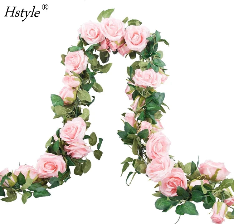 6.6 FT Realistic Rose Vine Flowers Plants Artificial Flower Home Hotel Office Wedding Party Garden Craft Art Hanging Decor