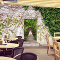 Flower Shop Wall Decoration Fresh Wallpaper Leisure Creative Milk Tea Shop Decoration Green Plant Water Bar Background Wallpaper