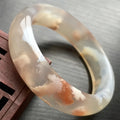 Fashion Cherry Blossom Agate Bangles Healing Bracelet Ocean Chalcedony Iced Flowers Sakura Agate Bangle