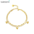 SP-LAM Trendy Hiphop 14K Gold Plated Chunky Chain Charm Bracelet Double Layered Foot Anklet Stainless Steel Woman Jewelry