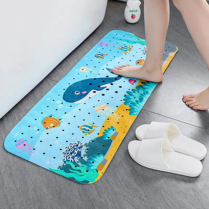 Bathtub Mat Printing Children Elongated PVC Bathroom Non Slip Mat Cartoon Floor Mat 100x40cm