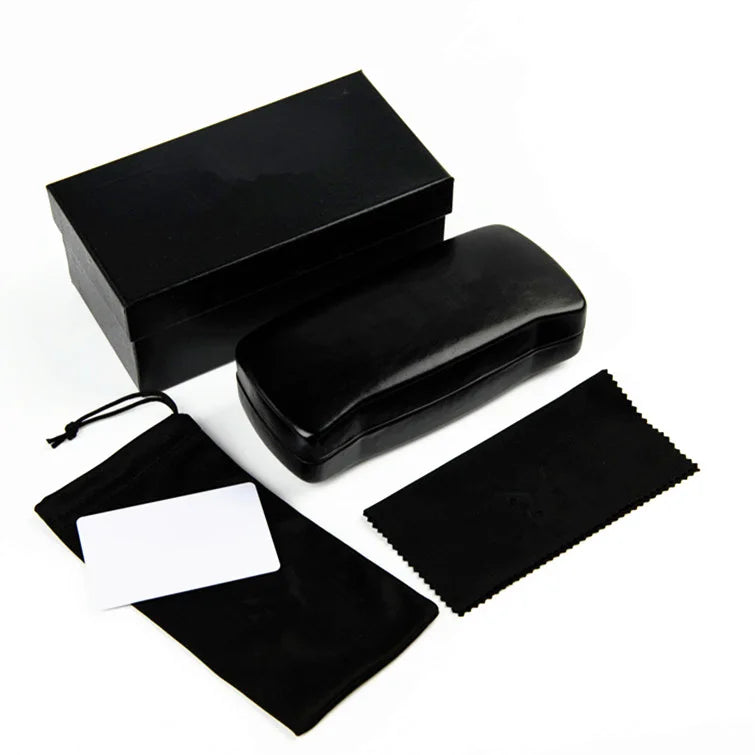 Wholesale Fashionable Soft Leather Sunglasses Set Case Black Glasses Box Custom Logo Sunglasses Packaging Boxes