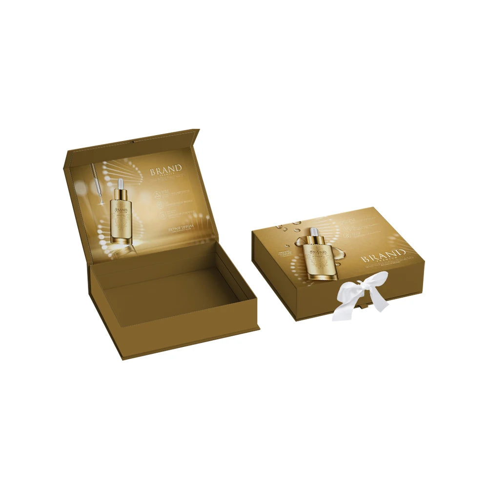 Luxury Magnetic Folding Gift Box Ribbon Closures Matt Lamination Embossing for Clothing Packaging Including Socks Fur Sponge