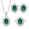Necklace Clavicle Zircon Gemstone Pendant Jewelry Inlaid Gold Plated Alloy Chain Women's High-End Jewelry Set for Anniversary