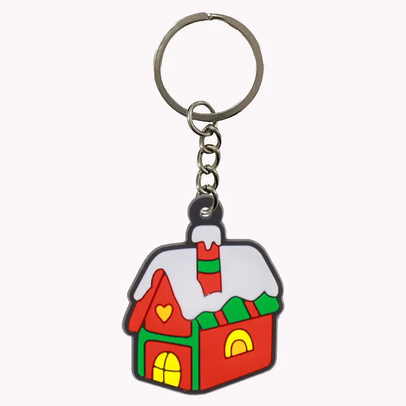 New Fashion Christmas Gingerbread Man Customised 3D Soft PVC Rubber Keychain Digital Photo Key Ring for Women