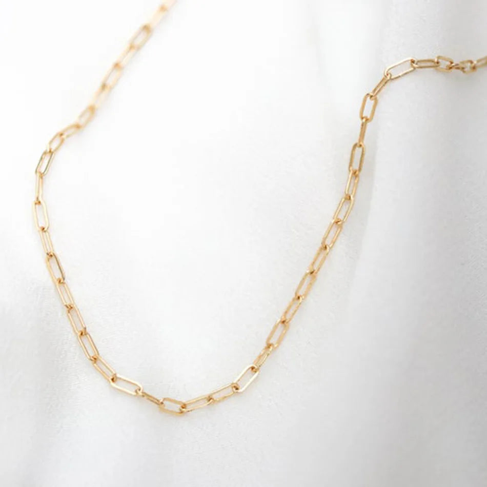 Simple Stainless Steel Rectangle Chain Link Choker Necklace 14k Gold Link Necklace for Women
