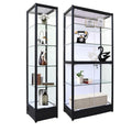 KEWAY 70" Full Vision Removable 5 Tires Tempered Glass Tower Wheel Showcase LED Lighting for Jewelry Collectibles Display Cases