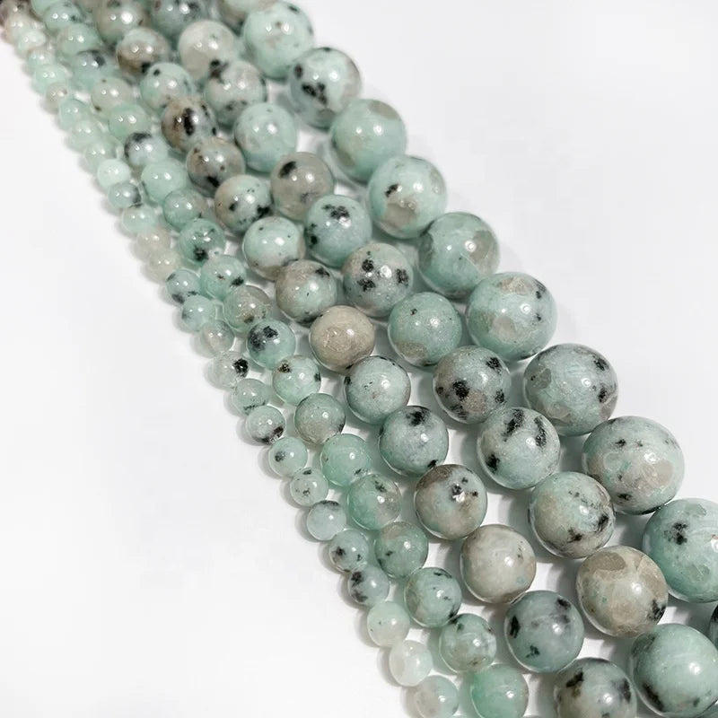 Natural Beads for Jewelry Making Crafts Kiwi Jasper Mountain Blue Smooth Gemstone Loose Beads