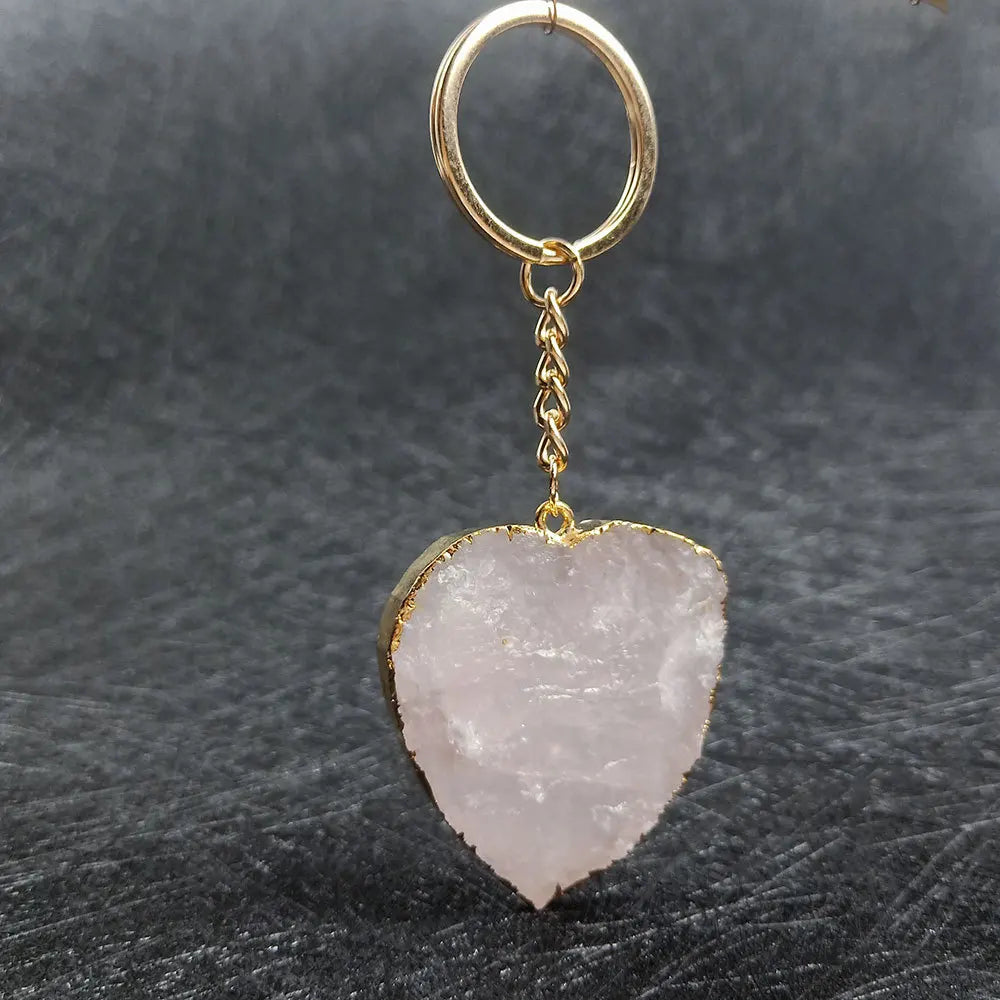 Diy Fashion Design Crystal Agate Original Stone love Water Drop Key Chain Pendant Chain Crystal