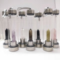 Crystal Infused Glass Water Bottle Natural Healing Crystal Point Tower Water Bottles