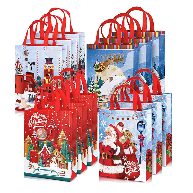 YASEN Custom Christmas Non-woven Bags Large Tote Bags Gift Non Woven Grocery Shopping Bags With Handles Reusable Waterproof