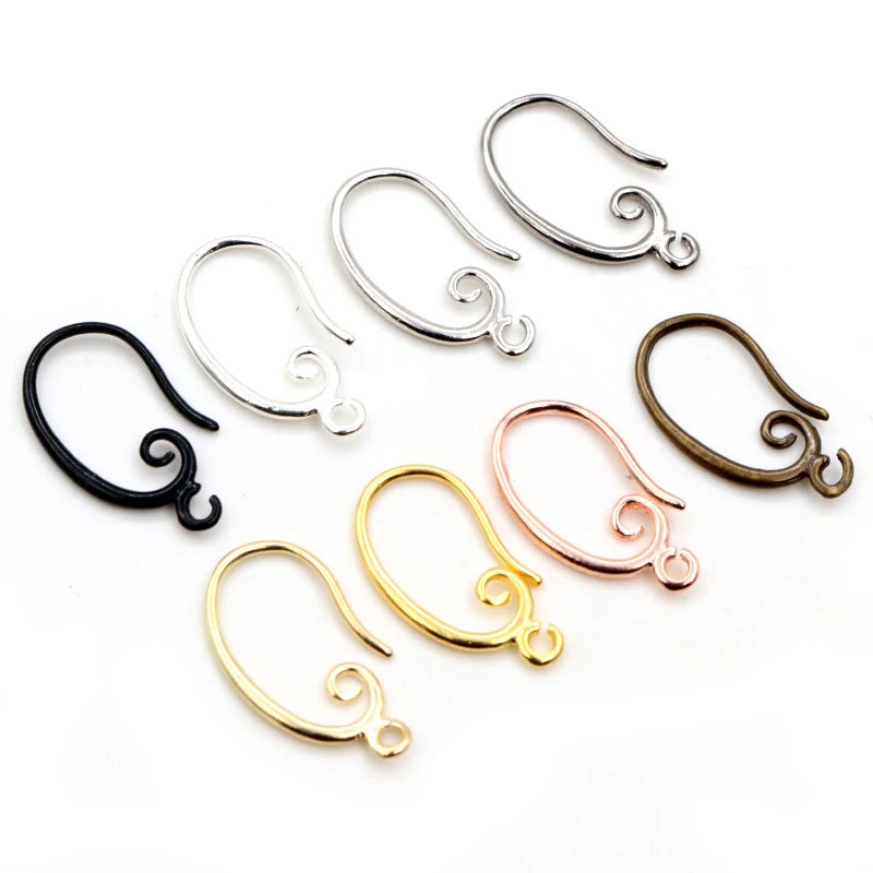 10pcs/lot 19x11mm High Quality Classic 8 Colors Plated Brass French Earring Hooks Wire Settings Base Settings Wholesale