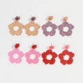 New Romantic Valentine's Day Gift Colorful Glitter Hollow Flower Pendants Casual Holiday Jewelry Acrylic Drop Earrings for Women