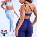 Janya Custom Logo Women's Sports Bra and High Waist Scrunch Butt Leggings 2-Piece Workout Gym Wear Seamless Fitness Yoga Set