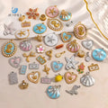 SUMMLY Wholesale Ocean Starfish Shell Princess Crown Charms 18K Gold Plated Stainless Steel DIY Jewelry Making Necklace Earring