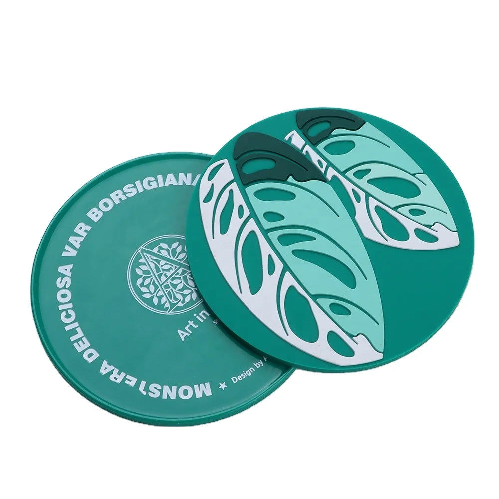 Wholesale round Soft PVC Silicone Cup Coaster with Custom Logo for Drink Mat & Pads