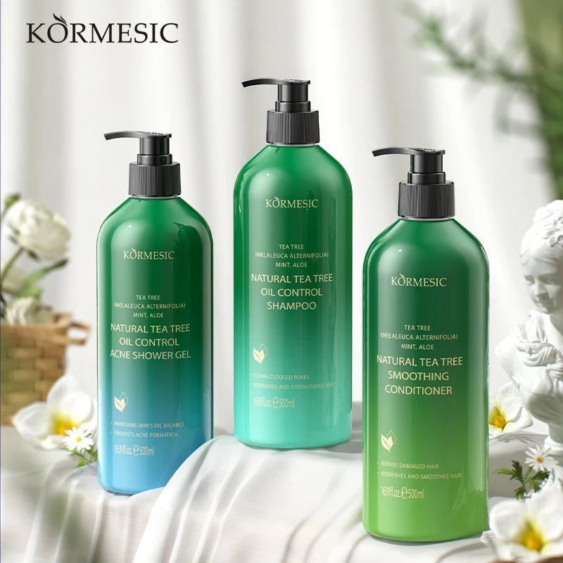 KORMESIC OEM Private Label Natural Tea Tree Deep Nourishing and Clean Hair Conditioner and Shampoo
