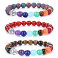 Trendy Lapis Lazuli Tiger Eye Turquoise Amethyst Agate 8mm Bead Healing Gem Natural Stone Buddha Head Bracelet Jewelry