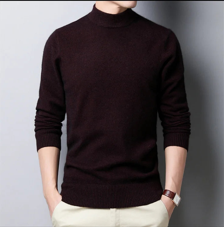 Autumn and Winter New Men Turtleneck Pullover Sweater Fashion Solid Color Thick and Warm Bottoming Shirt Male Brand Clothes