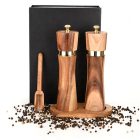 Premium Ceramic Core Grinder Mechanism Customized Solid Wood Adjustable Hand Shaker Salt and Pepper Mill