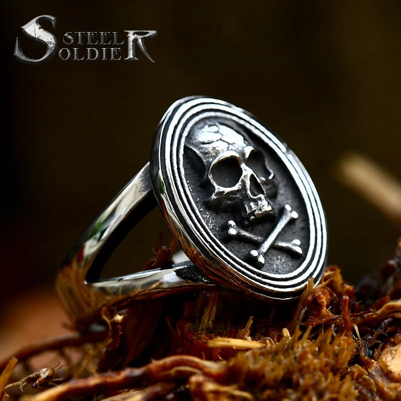 SS8-1073R Stainless Steel Hip Hop Style Punk Skull Ring Jewelry Gift