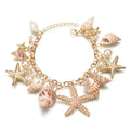 AA01150 Wholesale Stylish Dainty Boho Girls Mermaid Sea Turtle Shell Cowrie Wave Beach Bracelet Set