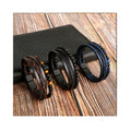 Wholesale Tiger's Eye Lava Natural Stone Bead Bracelet  With  Magnetic Clasp Black Genuine Leather Bracelet