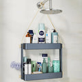 Modern Corner Storage Wall Shelves Two-Tier Aluminium Black Finish Durable Bathroom Shelf for Home Display