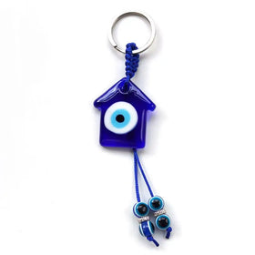 Wholesale Fashion Lucky Turkish Blue Evil Eye Charm Pendant Car KeyChain Accessories House Shape Evil Eye Jewelry Glass Keychain