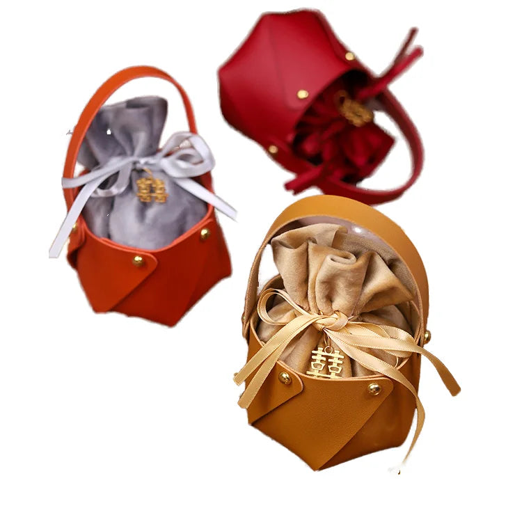 Chinese Style Leather Candy Packing Handbag Novelty Party Favor Case Gift Packing Bags Festive Holiday Case