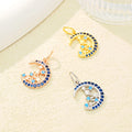 Stars Blue Color Stone Cz 925 Sterling Silver Gold Platetd Half Moon Sailor Moon Charms for Hoop Earrings Making