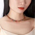 Fashion Sparkling Colorful Crystal Choker High-grade Sense Magnetic Clasp Brass Chain Necklace Women Wedding Jewelry Bridal Gift