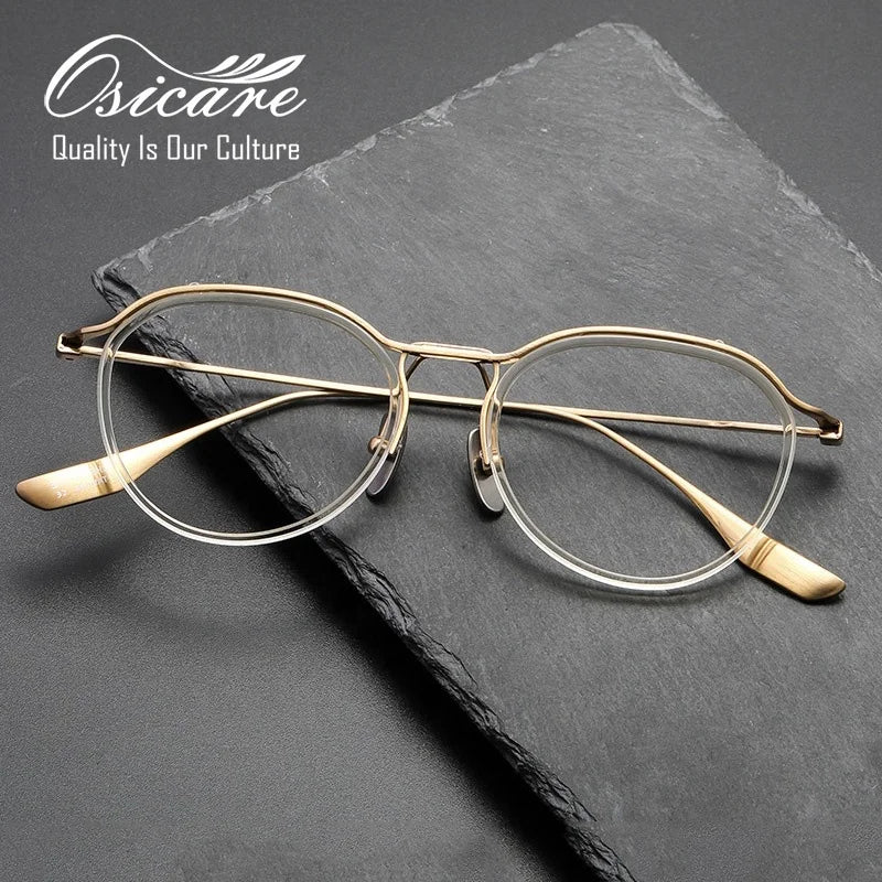 Luxury Brand IP Pure Titanium Eye Glasses Frame Gold Eyeglasses Optic Low Moq Lunette De Vue Eyewear Customized Vintage for Men
