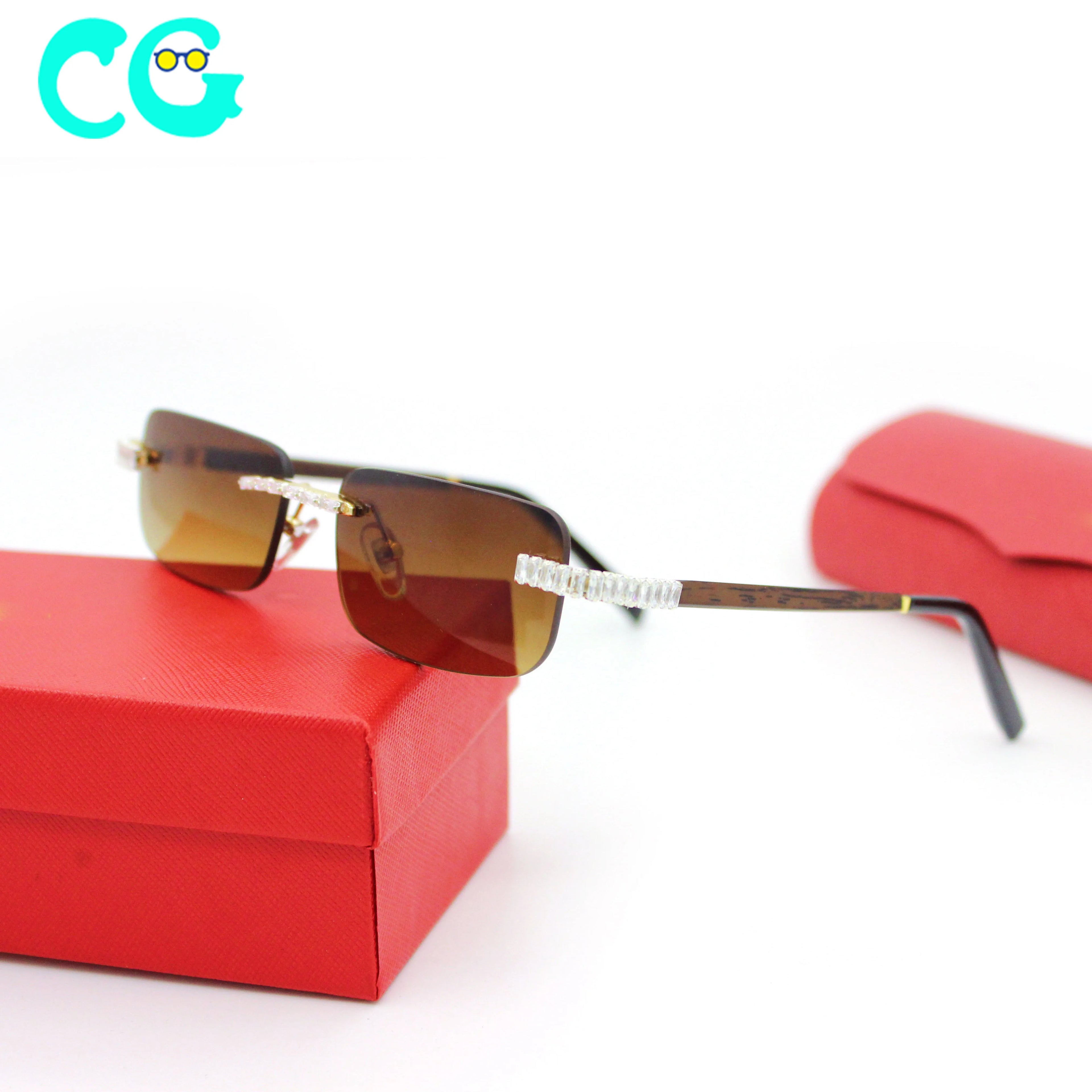 2022 Fashion Rimless Sunglasses Women Brand Designer Sun Glasses Vintage Eyewear Gradient Shades Clean Lens Ladies Eyeglasses