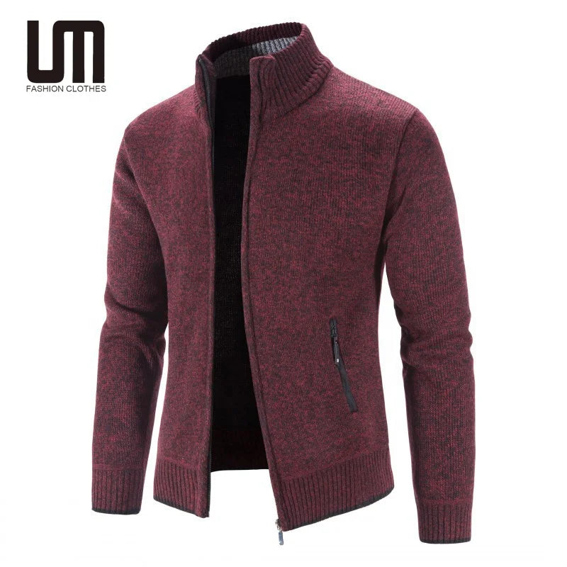 Custom Wholesale Autumn Winter Men Clothing Casual Zipper Knit Long Sleeve Fashion Sweater Jacket Coats